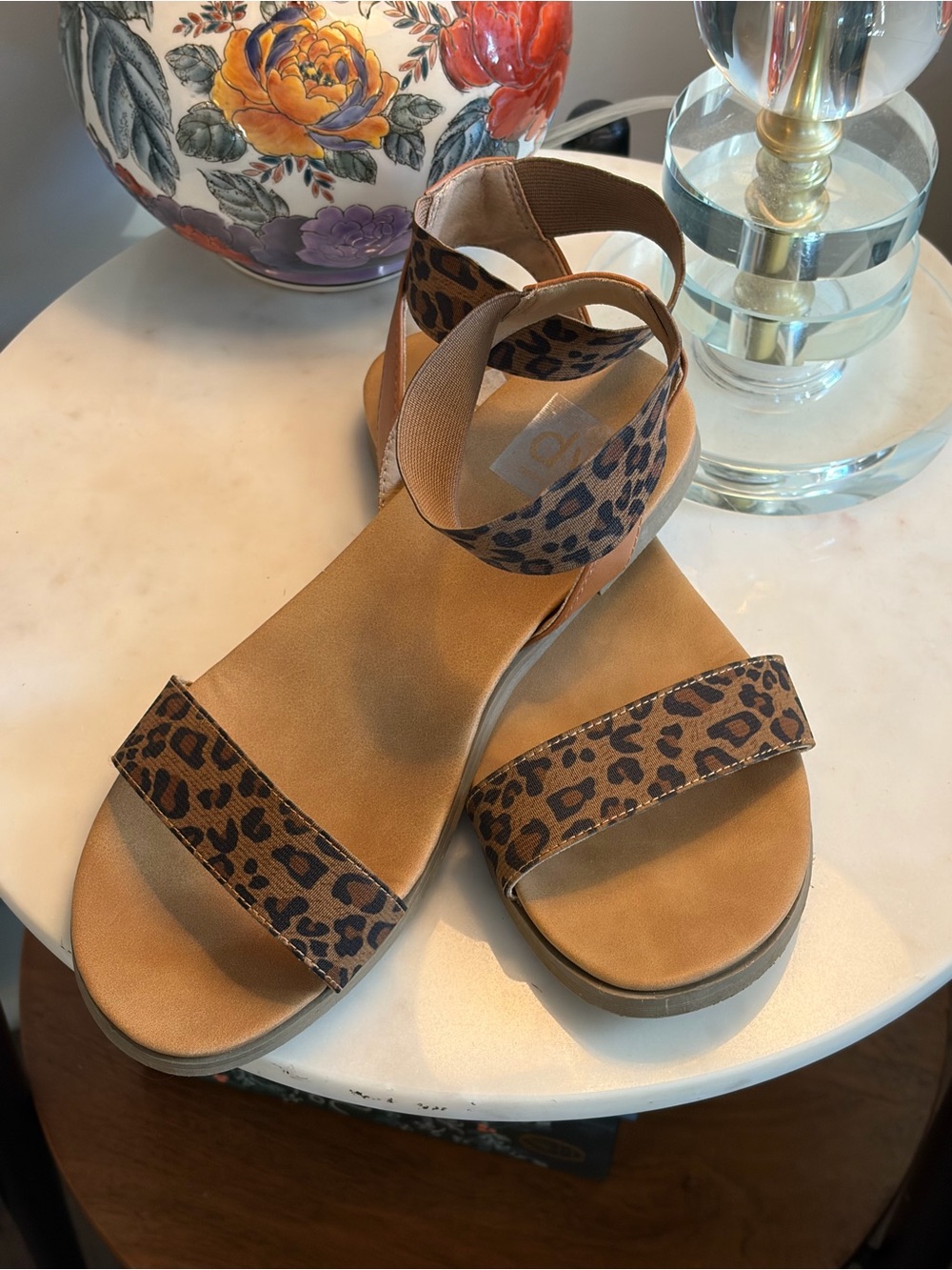 Dolce Vita Leopard Print Ankle-Strap Sandals - Brown